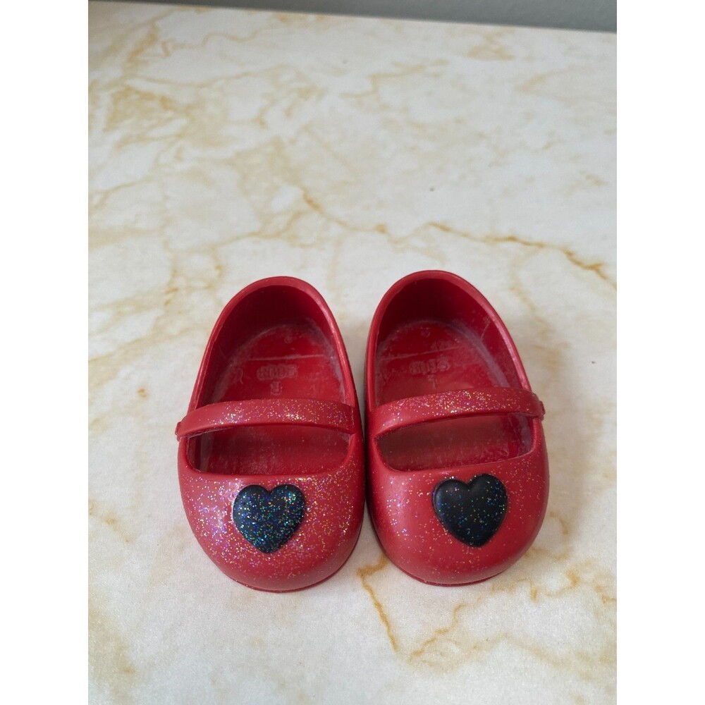 Doll Shoes 18" Battat Our Generation Red Mary Jane Black Heart American Girl
